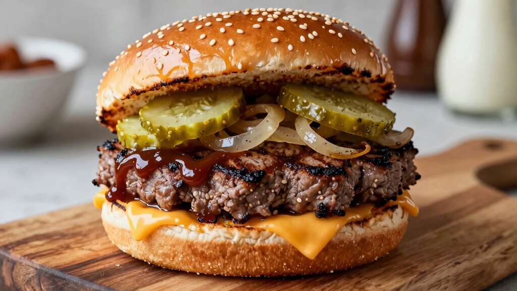 smoky shredded brisket burger
