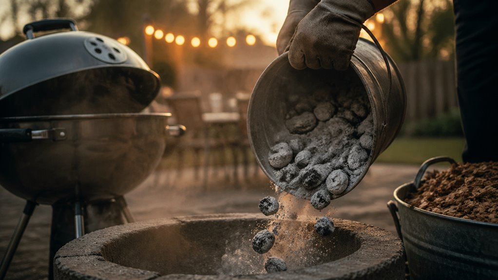 fully extinguish and cool charcoal