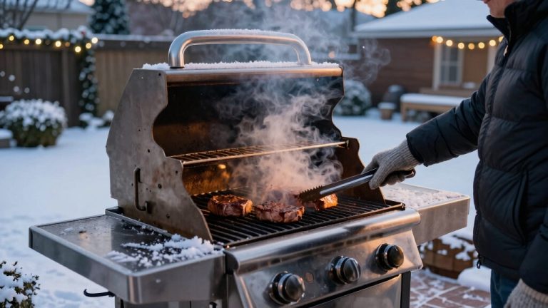 grilling outdoors during winter