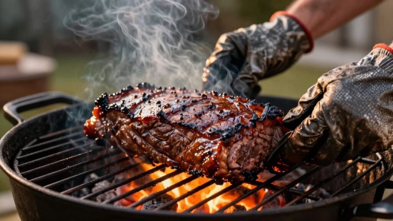 low and slow charcoal brisket