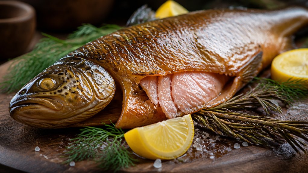 smoked whole trout preparation