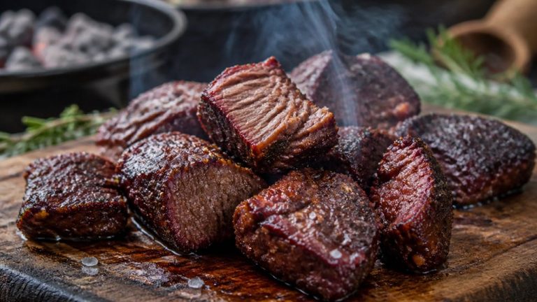smoking beef tips slowly